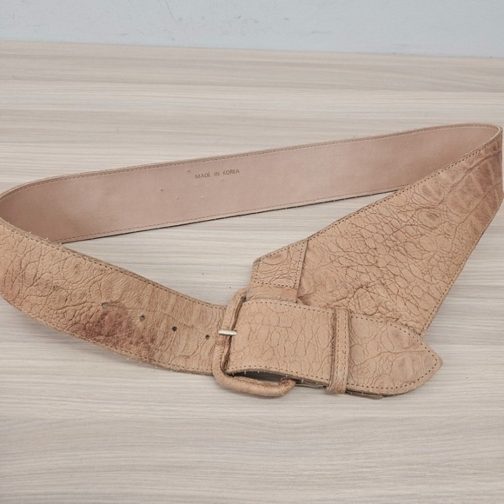 Vintage Y2K Croco Hip Belt S Tan Western Boho Leather‎ Alligator Embossed HELIUM